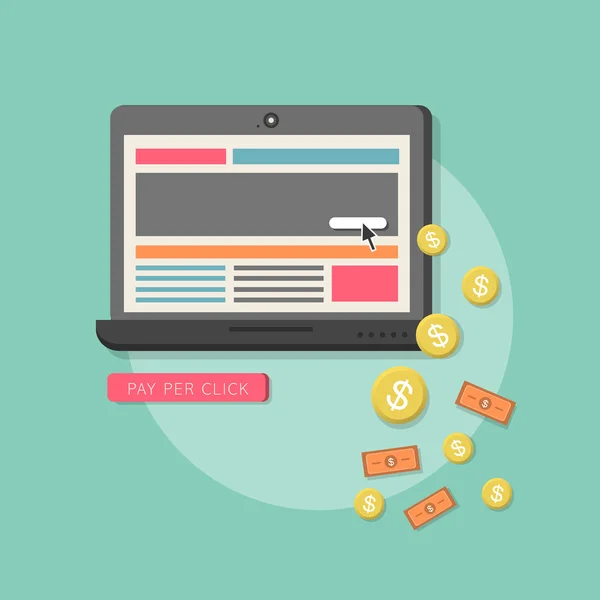 Design piatto web marketing pay per click — Vettoriale Stock