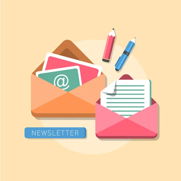 Flat design concept of newsletter — Stock Vector