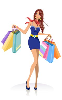 Genç Moda kız alışveriş torbaları ile