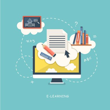 online eğitim için düz tasarım illüstrasyon kavramı