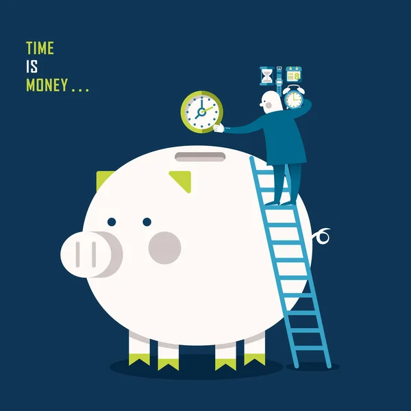 Flat design illustration concept of time is money — Stock Vector