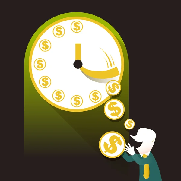 Diseño plano ilustración concepto de tiempo es dinero — Vector de stock