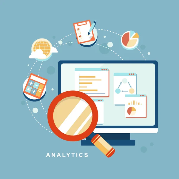 Conjunto de ícones de design plano de elementos analíticos Vetores De Bancos De Imagens Sem Royalties