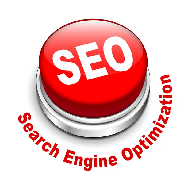 3d illustration of shiny seo (search engine optimization) button — Stock Vector