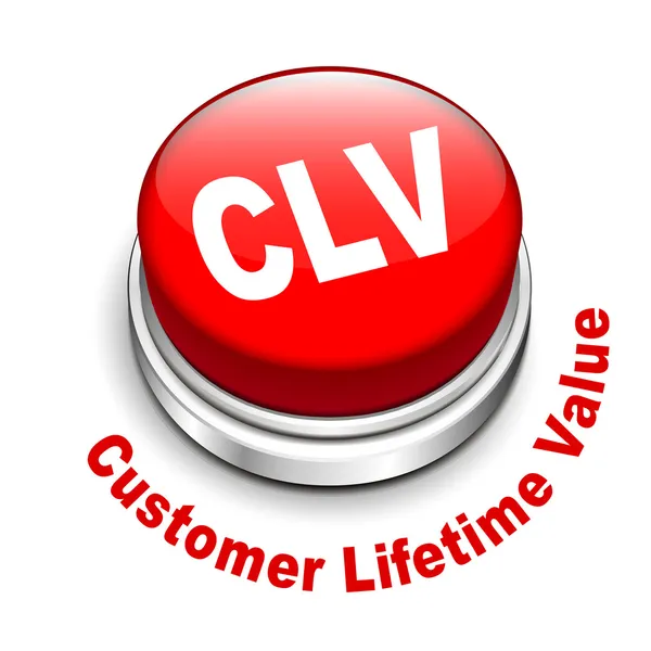 Clv 顧客生涯価値ボタンの 3 d イラストレーション — ストックベクタ