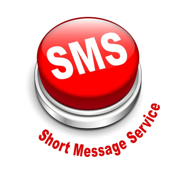 3d illustration of sms ( short message service ) button — Stock Vector