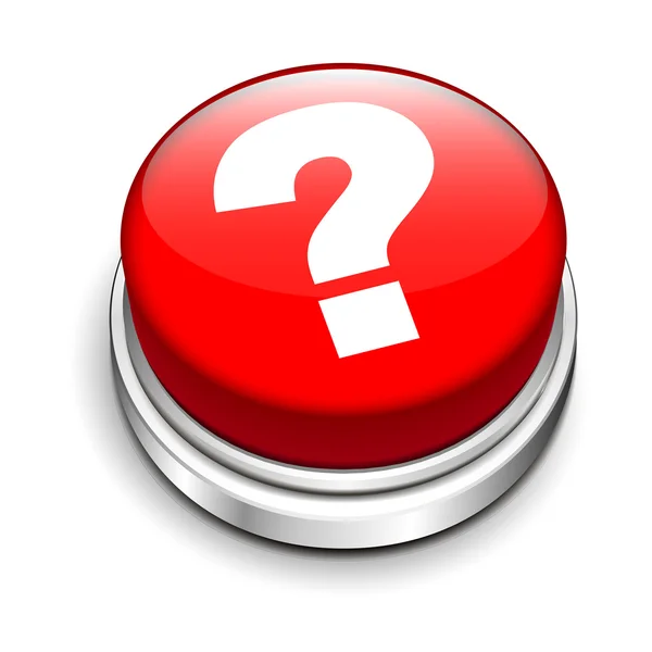 3d red button with question mark — Stock Vector