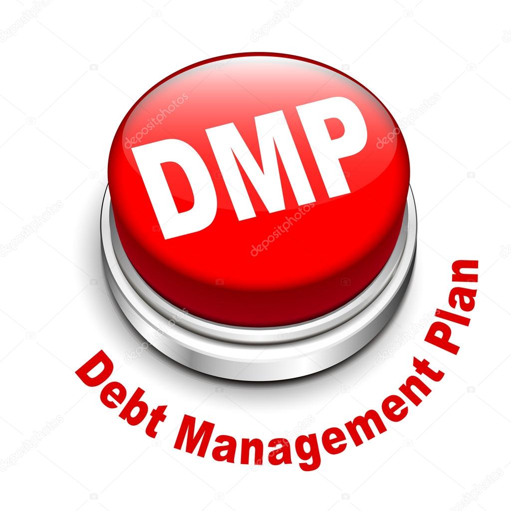 3d illustration of dmp debt management plan button