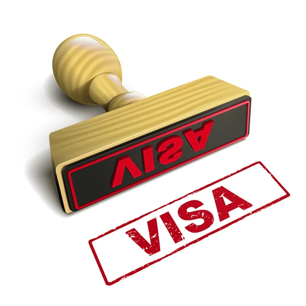 Visa de sello con texto rojo en blanco — Vector de stock