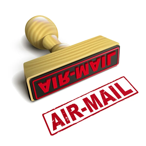 Sello de correo aéreo con texto rojo en blanco — Vector de stock
