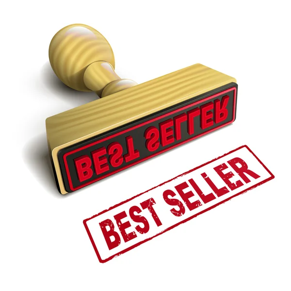 Timbro best seller con testo rosso su bianco — Vettoriale Stock
