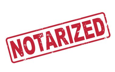 beyaz üzerine kırmızı metin ile noter onaylı damgası