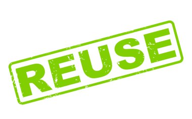 yeniden yeşil metin ile üzerine beyaz pul.