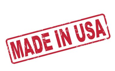 made in USA ile beyaz üzerine kırmızı metin damgası