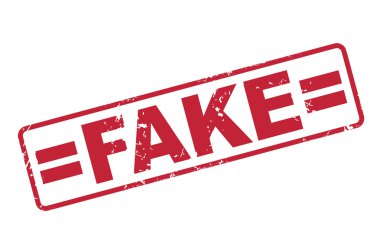 beyaz üzerine kırmızı metin ile sahte damgası