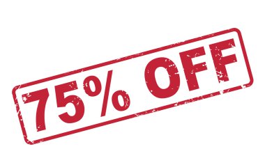 yüzde 75'i kapalı kırmızı metin ile üzerine beyaz pul