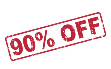 yüzde 90'ı kapalı kırmızı metin ile üzerine beyaz pul