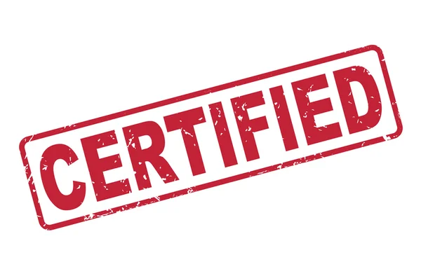 Sello certificado con texto rojo en blanco — Archivo Imágenes Vectoriales