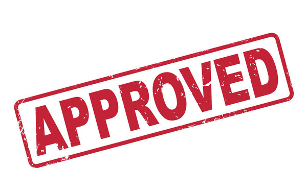 Штамп одобрен красным текстом на белом
