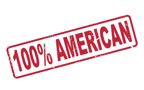 Sello 100% americano con texto rojo sobre blanco — Vector de stock