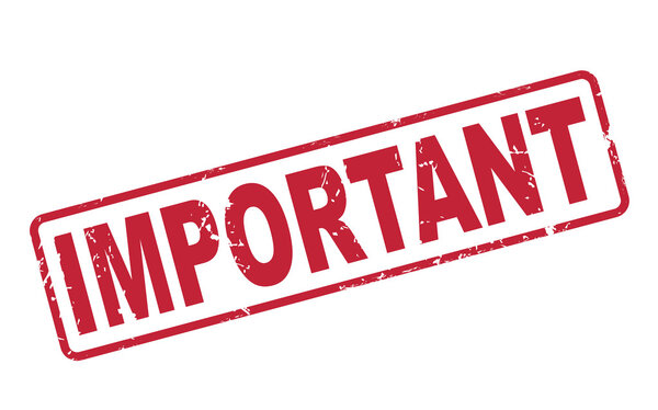 stamp important with red text on white