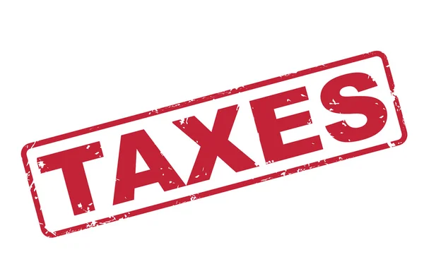 Impostos de carimbo com texto vermelho em branco — Vetor de Stock