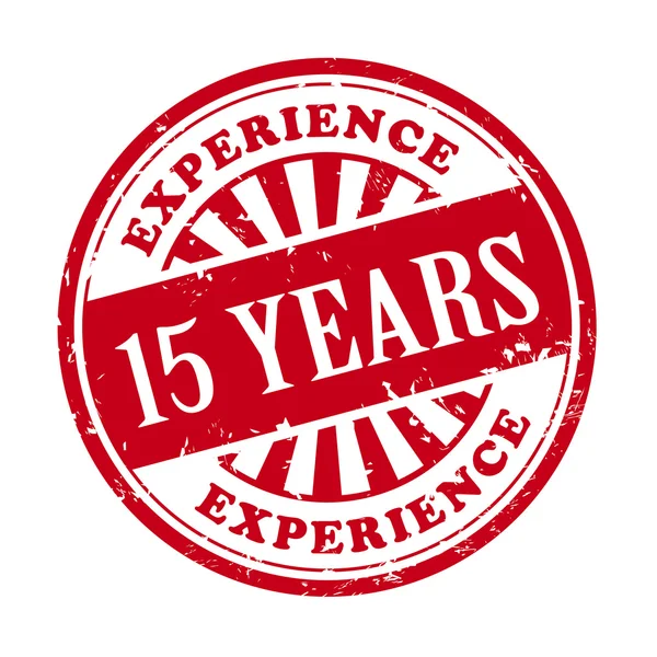 15 years experience grunge rubber stamp — Stock Vector