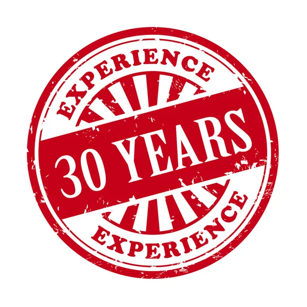 30 years experience grunge rubber stamp — Stock Vector