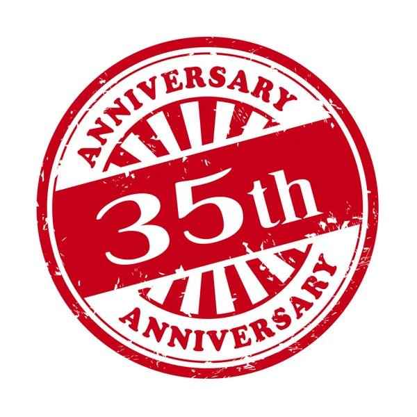 35e verjaardag grunge Rubberstempel — Stockvector