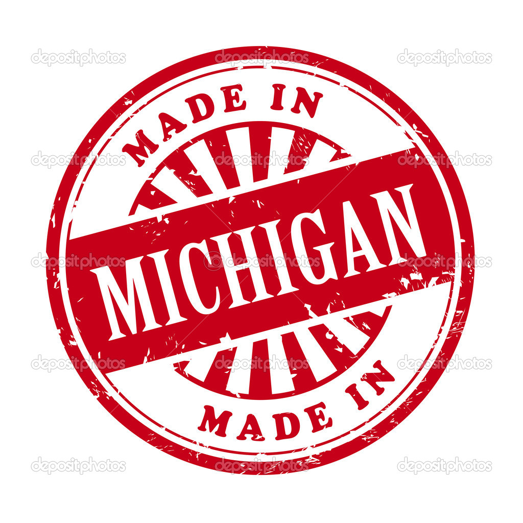 made in Michigan grunge rubber stamp 