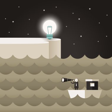 araştırıcı için fikir illüstrasyon kavramı düz tasarım