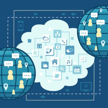 düz tasarım küresel iletişim illüstrasyon kavramı