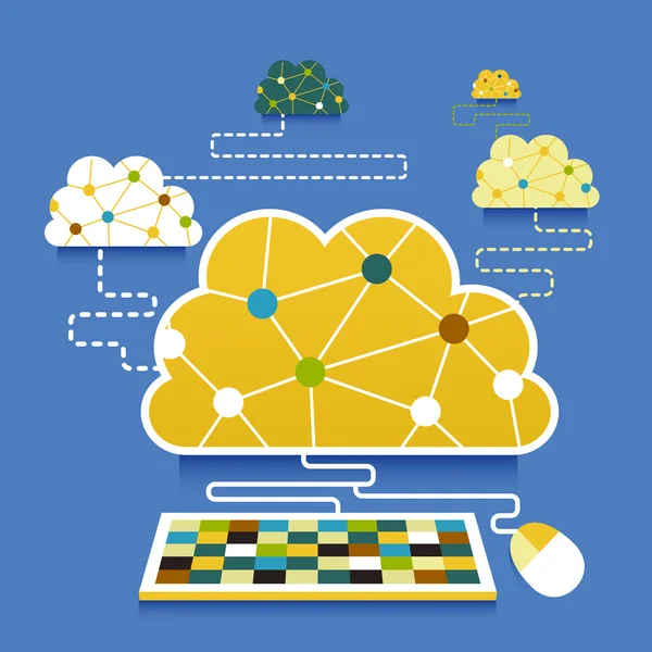 Design piatto illustrazione concetto di cloud computing — Vettoriale Stock