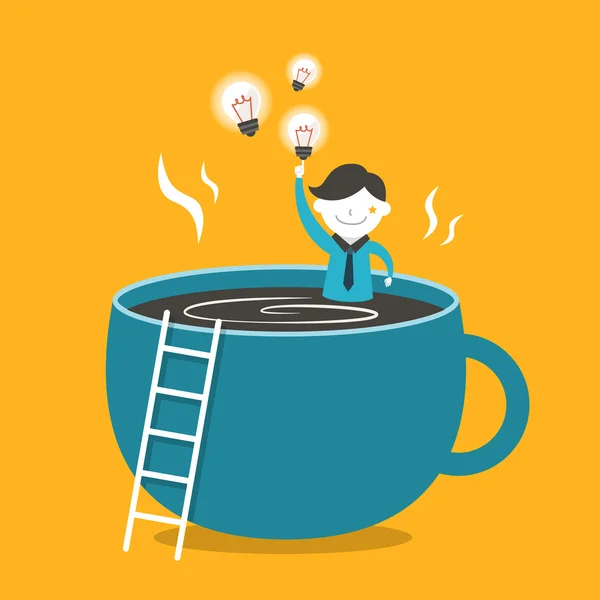 Επίπεδη σχεδιαστική απεικόνιση του καφέ και την ιδέα — Διανυσματικό Αρχείο