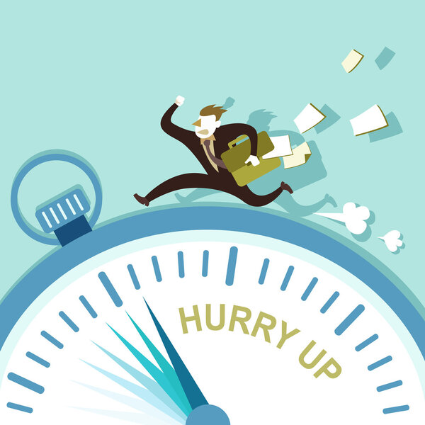 flat design illustration concept of hurry up