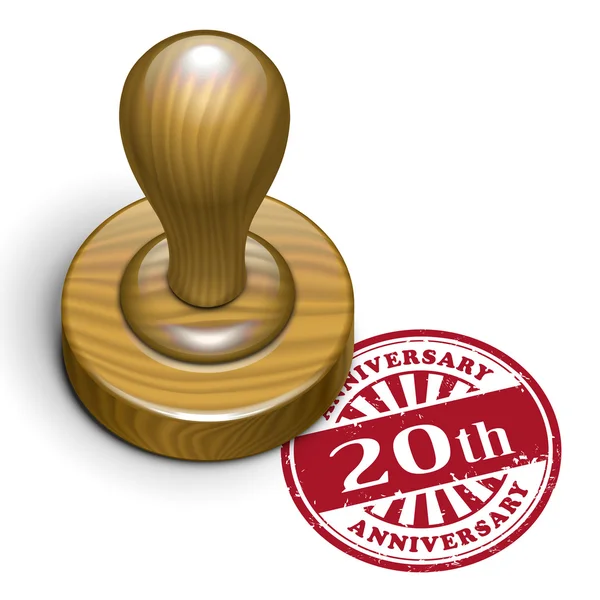 20th anniversary grunge rubber stamp — Stock Vector