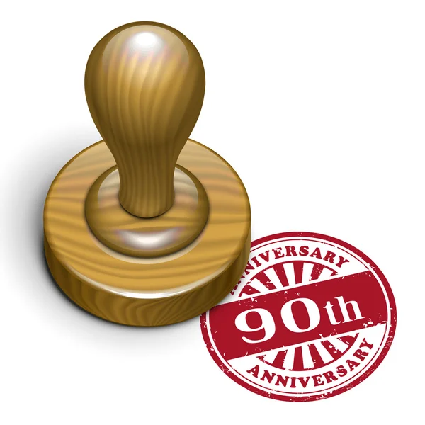 90th anniversary grunge rubber stamp — Stock Vector