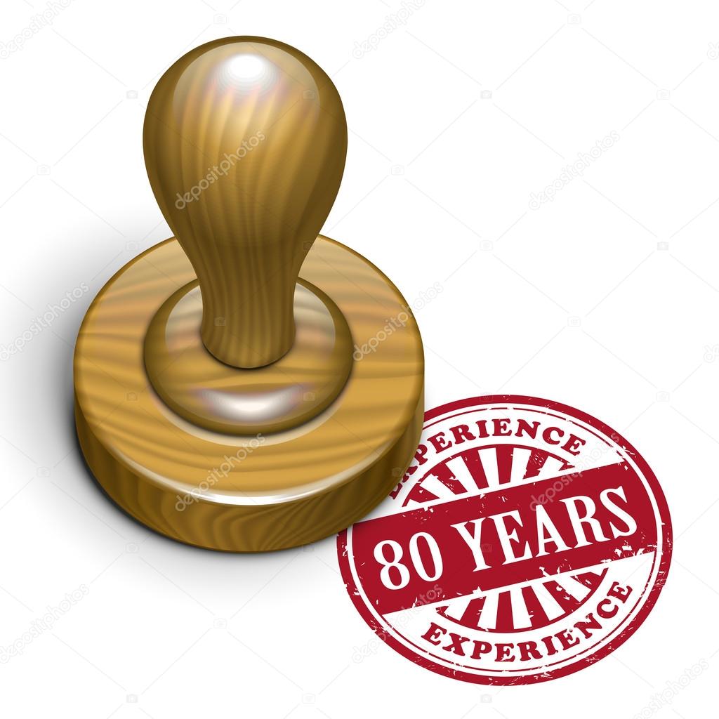80 years experience grunge rubber stamp 
