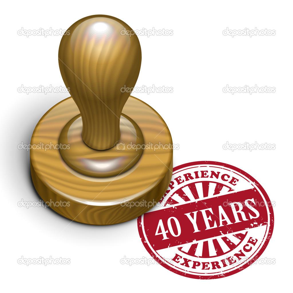 40 years experience grunge rubber stamp 