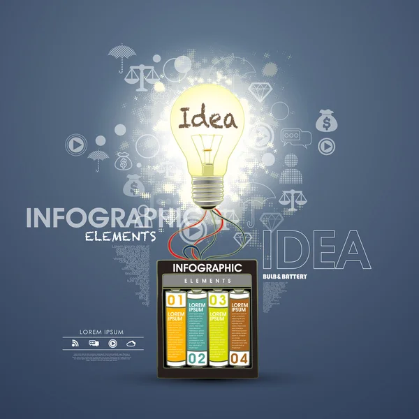 Infographic elementen, batterij verlichting van de lamp — Stockvector