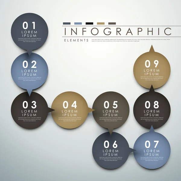 Círculo rótulo fluxograma elementos infográficos —  Vetores de Stock