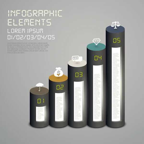Fluxograma cilíndrico elementos infográficos — Vetor de Stock