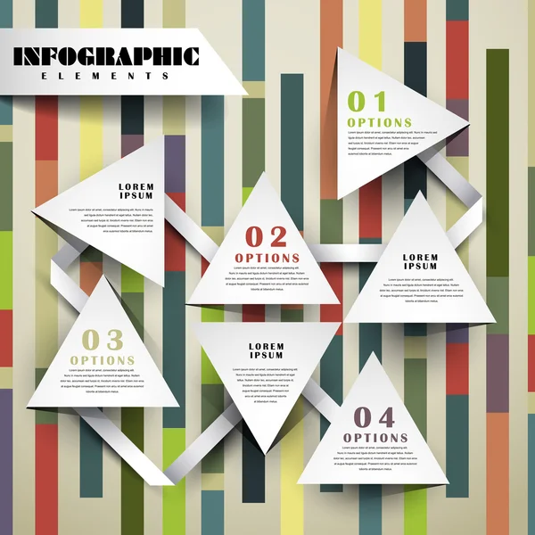 紙の三角形のフローチャート インフォ グラフィック要素 — ストックベクタ