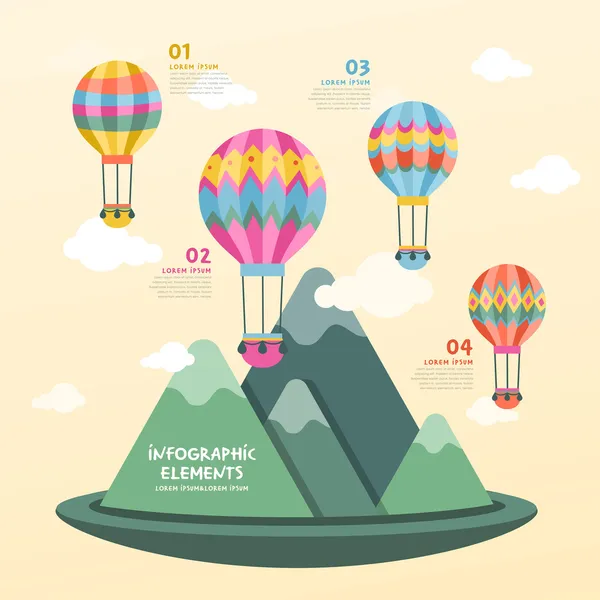 Progettazione infografica mongolfiera — Vettoriale Stock