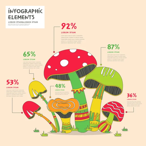 Δημιουργική μανιτάρια infographics σχεδιασμού — Διανυσματικό Αρχείο