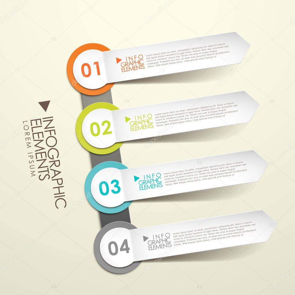 3d paper label infographic elements