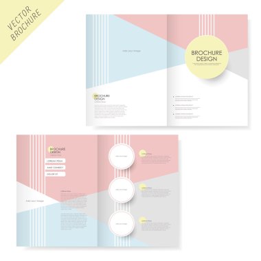 Brochure design with pink and light blue