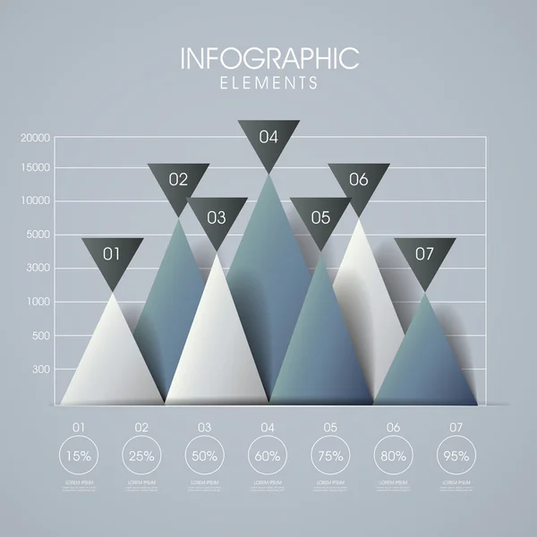 3d line and triangle chart infographics — Stock Vector