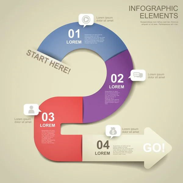 3d diagramă de flux de hârtie elemente infografice — Vector de stoc