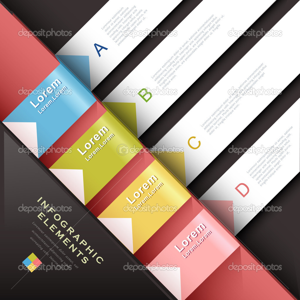 abstract 3d paper infographic elements